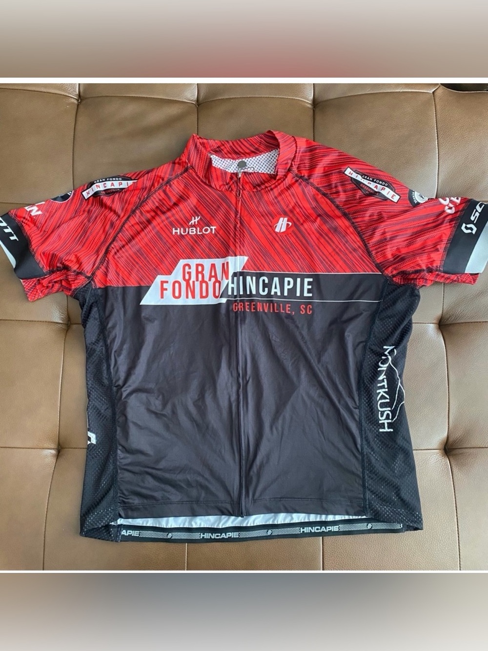 Gran Fondo Hincapie Greenville Red & Black Cycling Jersey EUC